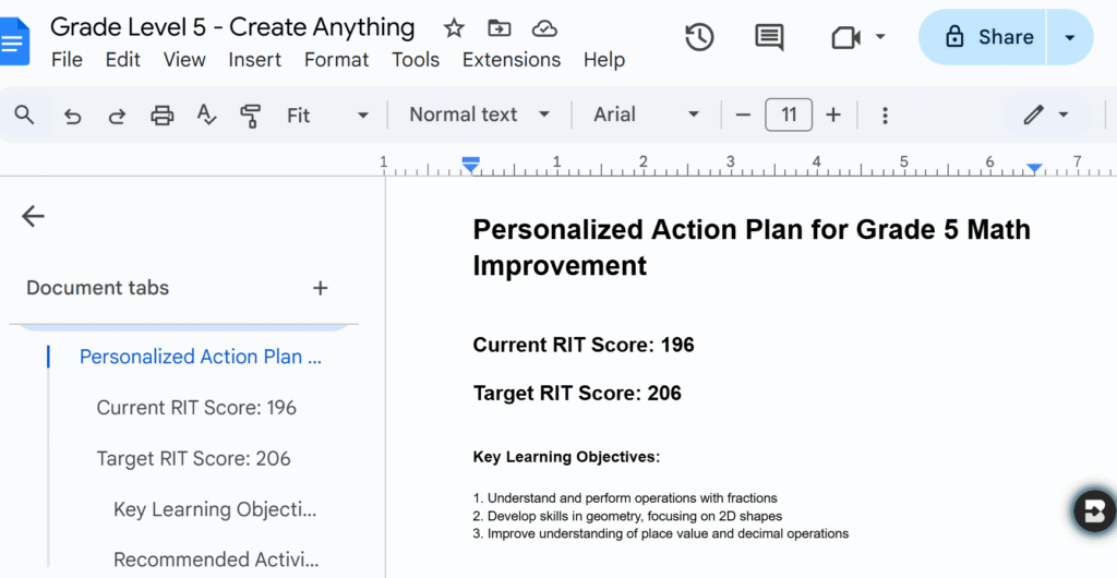 Brisk Personalized Plan